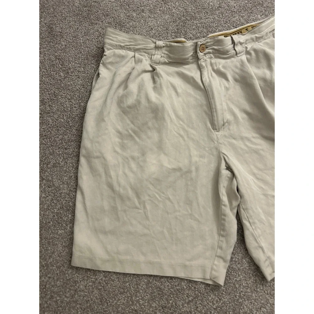 Jamaica Jaxx Silk Pleated Shorts Mens 36 Beige Excellent Herringbone Resortwear